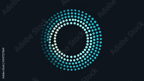 Teal Gradient Dot Circle Logo on Dark Background Copy Space