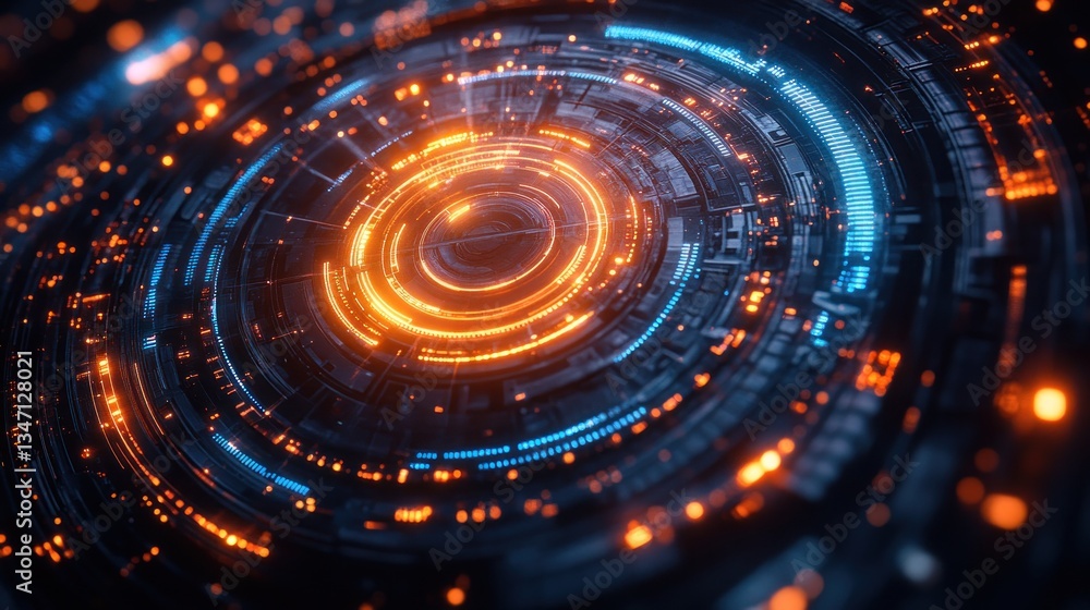 Abstract futuristic glowing circular technology interface. Abstract futuristic glowing circular technology interface.
