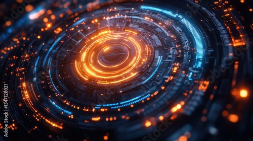 Wallpaper Mural Abstract futuristic glowing circular technology interface. Torontodigital.ca