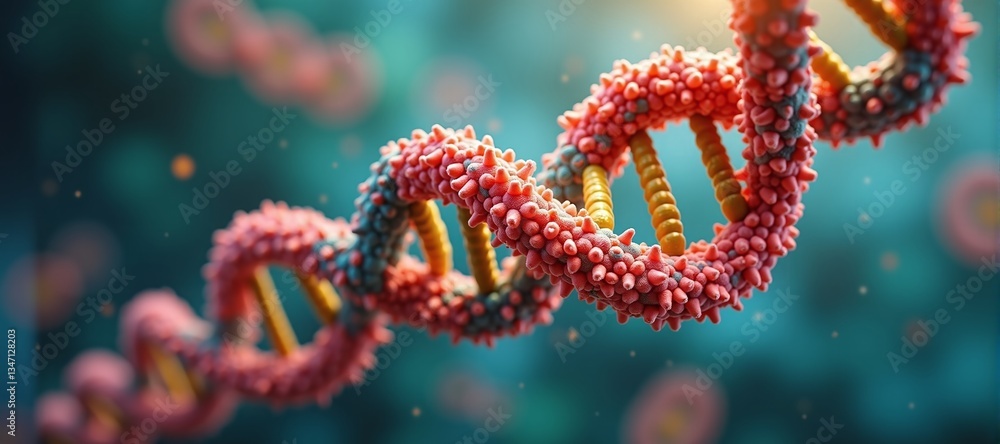 Macro shot of DNA's organic helix, revealing the intricate structure of life's code and fundamental building block Macro shot of DNA's organic helix, revealing the intricate structure of life's code and fundamental building block