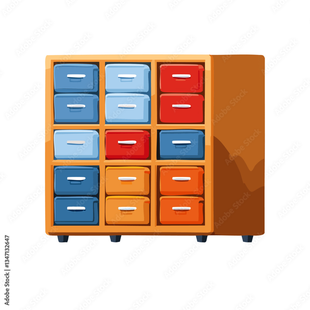 vector file cabinet with folders icon design