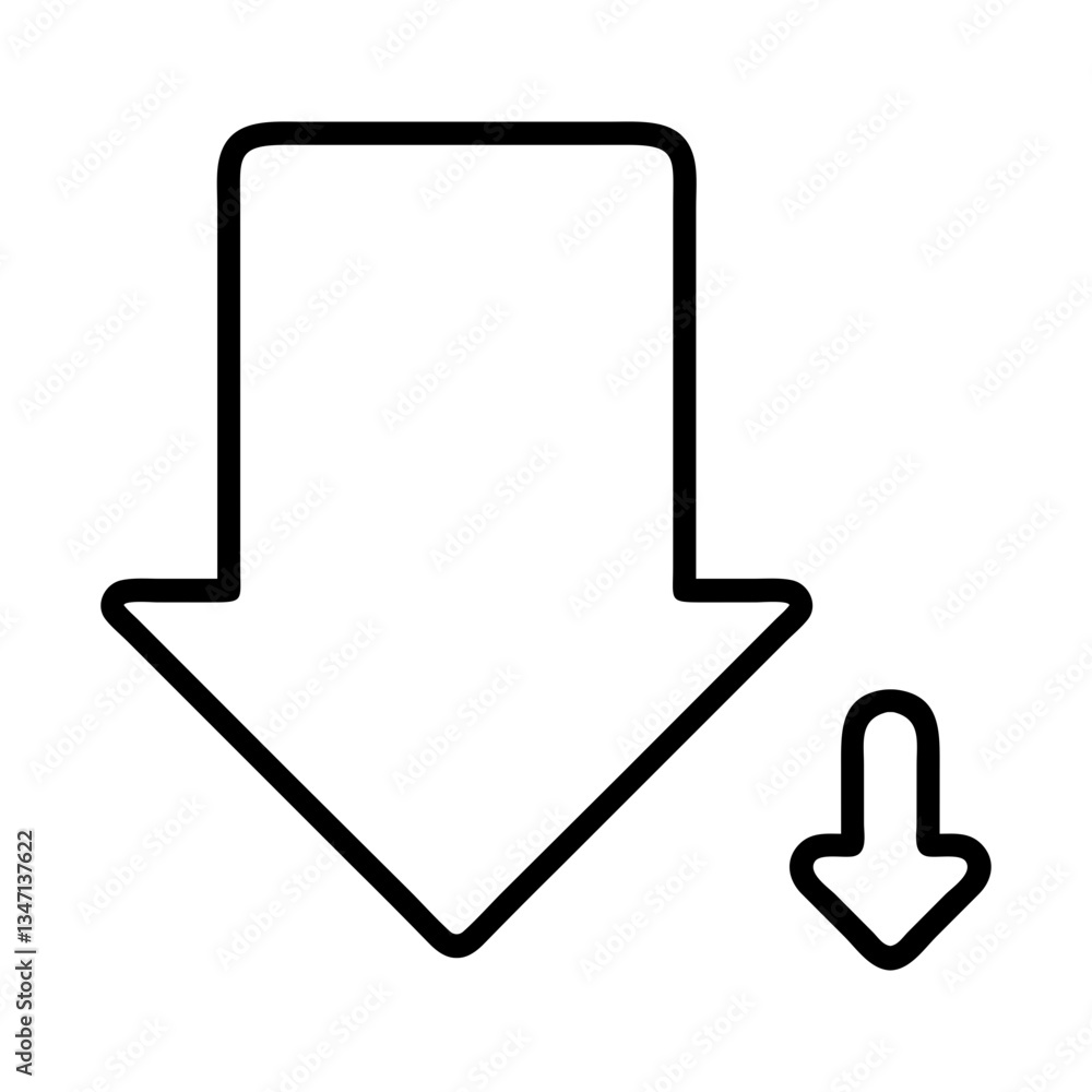 minimalistic downward-pointing arrow icons in varying sizes, flat stroke icon for apps and websites
minimalistic downward-pointing arrow icons in varying sizes, flat stroke icon for apps and websites