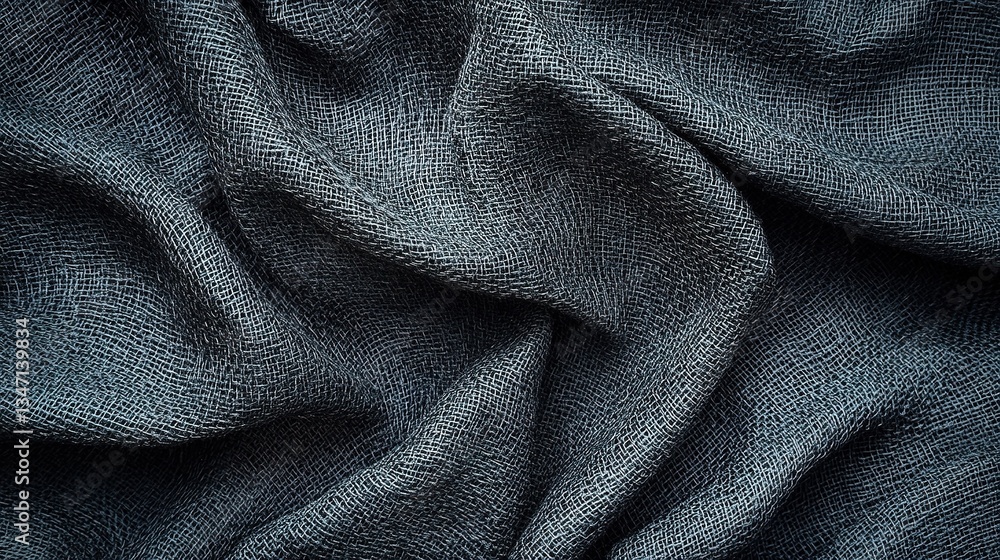 Fototapeta premium Detailed Dark Gray Natural Weave Fabric Texture Close-Up Shot
