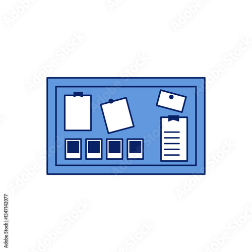 Minimalist Bulletin Board with Notes and Photos, Minimalist Bulletin Board Illustration