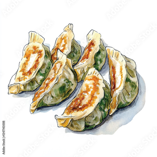 watercolor copic marker concept sketch o Gyoza