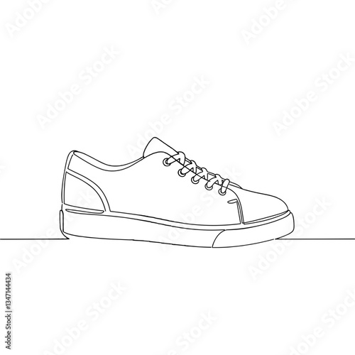 Simple Line Drawing of a Sneaker  