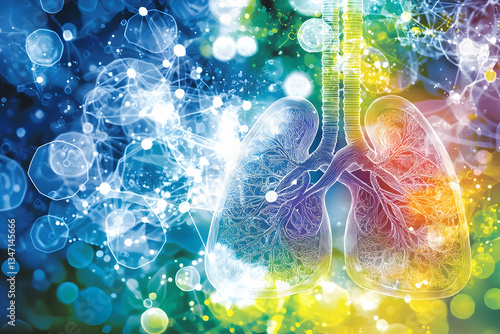 Obraz na płótnie Colorful Human Lungs Anatomy Diagram Background w salonie