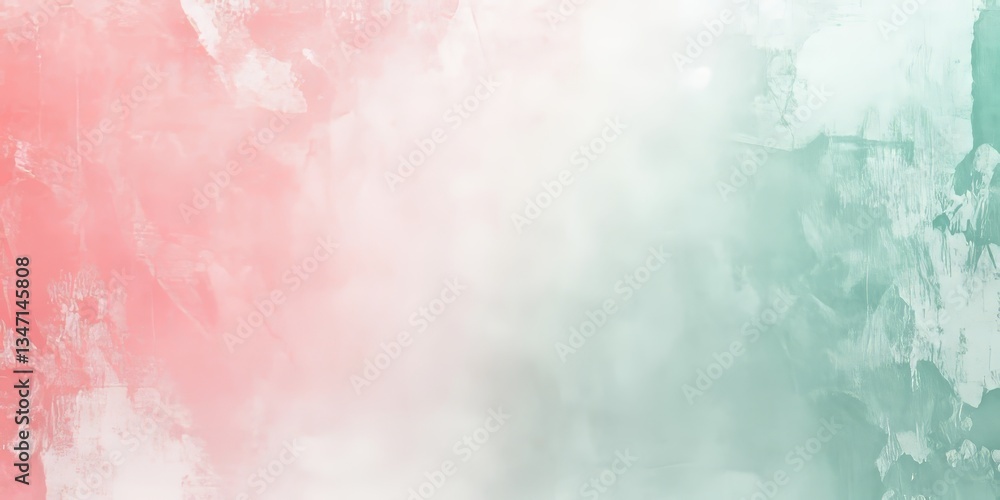 Fototapeta premium A soft, gentle abstract background featuring a gradient of pastel pink and green hues with a smooth texture and ample copy space