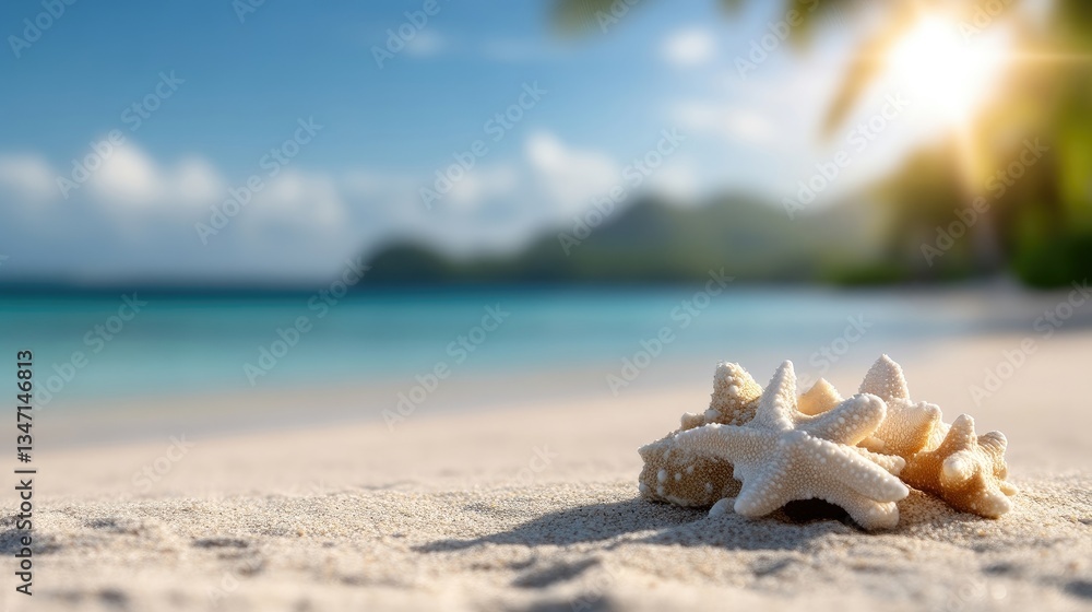 Tropical beach scene with starfish Tropical beach scene with starfish