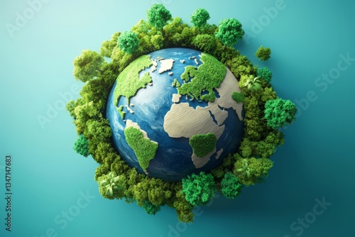 Eco-Friendly Earth Day Concept in 3D Style