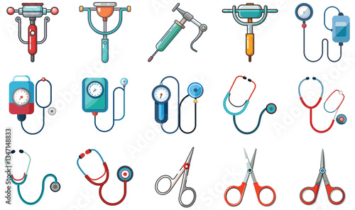 Vector set of office tools and accessories with zodiac and astrology symbols in a clean and simple design