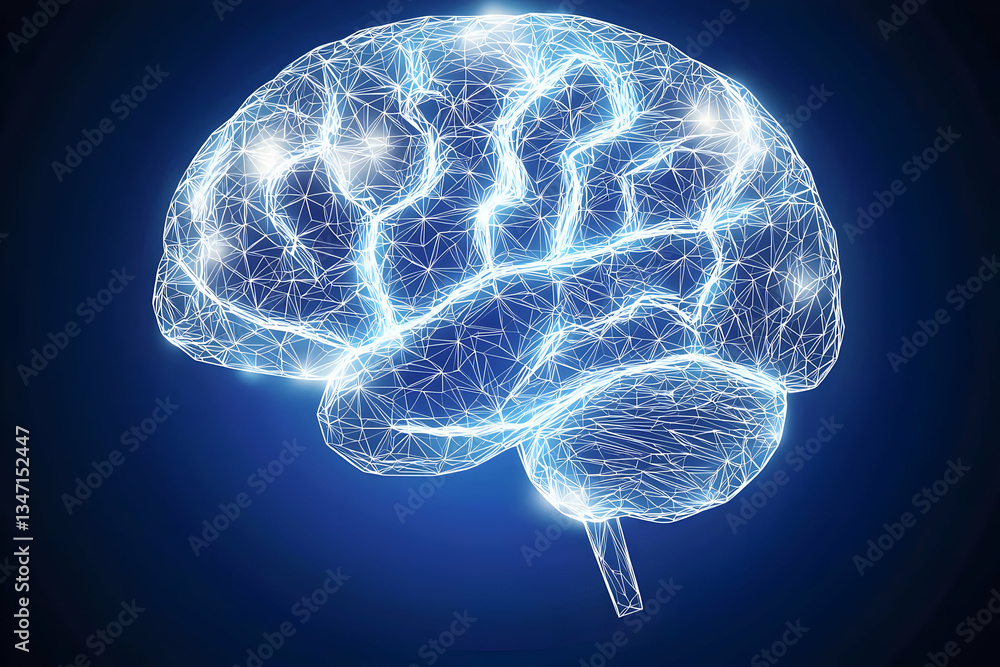 Glowing brain network, abstract concept