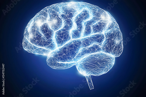 Glowing brain network, abstract concept