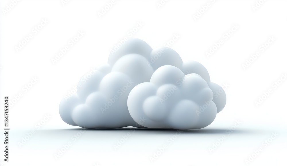 3D Render of Fluffy White Clouds on White Background 3D Render of Fluffy White Clouds on White Background