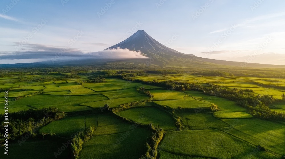 Fototapeta premium Majestic volcano eruption philippines aerial photography lush landscape high angle natural beauty