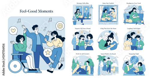 Feel Good Moments. Flat Vector Illustration