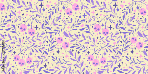 Playful Creepy Floral Seamless Vector Design