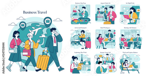 Business Travel. Flat Vector Illustration