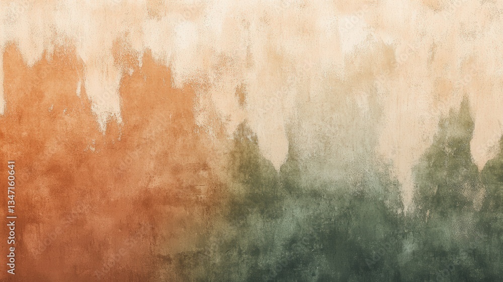 Fototapeta premium Muted earthy gradient texture with soft terracotta and desert sand tones fading into deep green for background design