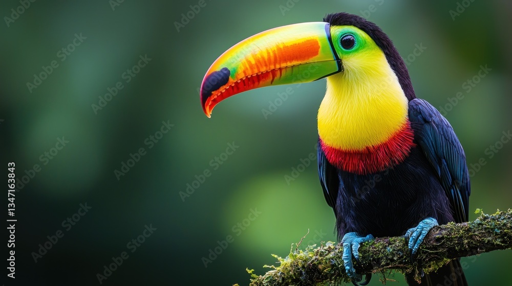 Fototapeta premium Colorful Toucan Perched in Rainforest