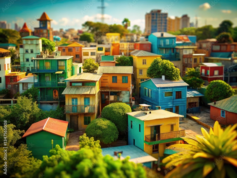 Fototapeta premium Palermo Chico Buenos Aires Architecture, Tilt-Shift Photography, Old Houses, Green Trees, Argentina
