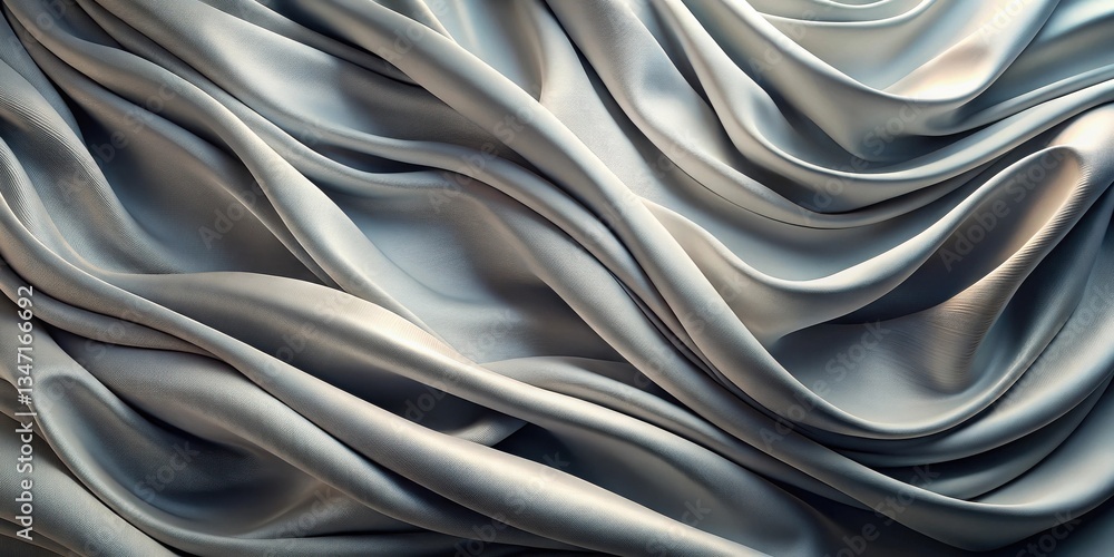 Obraz premium Elegant Drapery of Smooth, Silvery Fabric with Graceful Curves and Soft Light Reflection