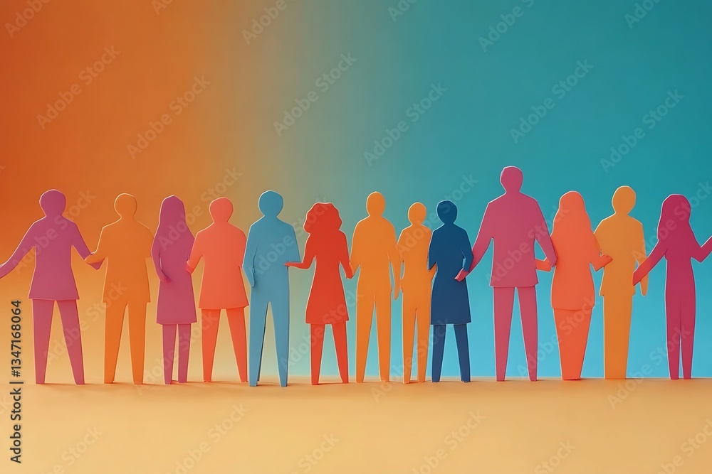 Obraz premium Colorful Diverse Group Connected Side by Side
