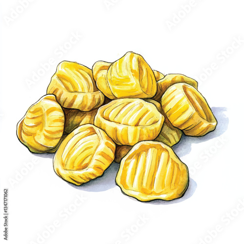 watercolor copic marker concept sketch of Gnocchi