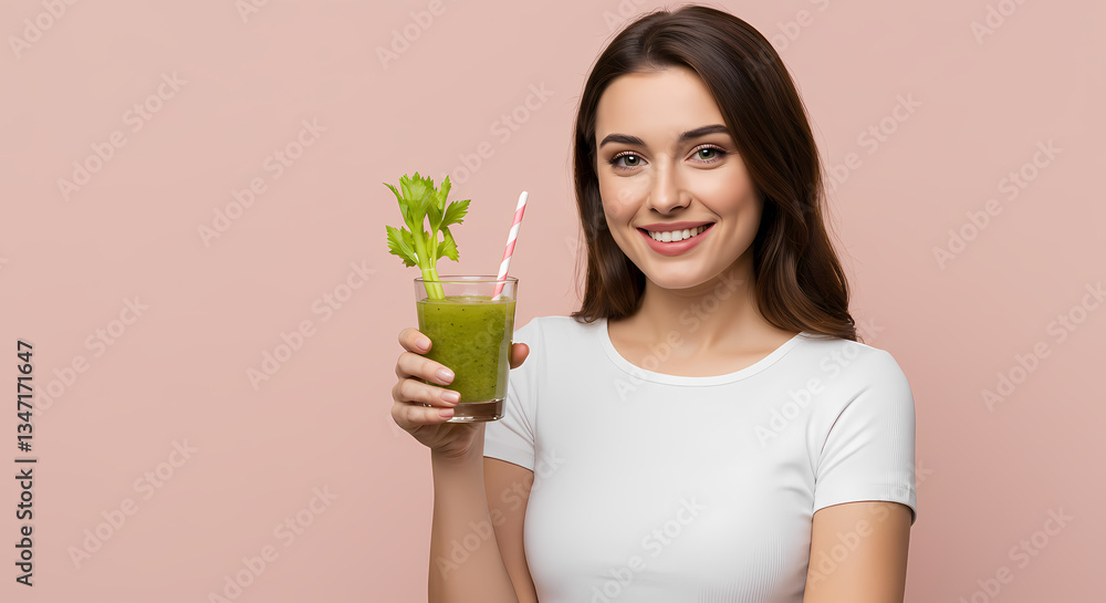 Woman Enjoying a Green Smoothie Woman Enjoying a Green Smoothie