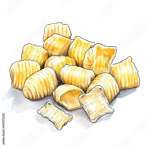 watercolor copic marker concept sketch of Gnocchi