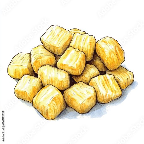 watercolor copic marker concept sketch of Gnocchi