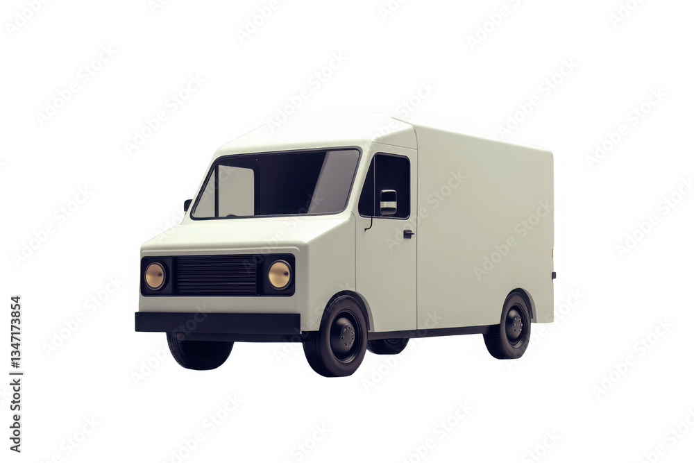 Obraz premium Sleek White Delivery Van in Neutral Studio, isolated on transparent background