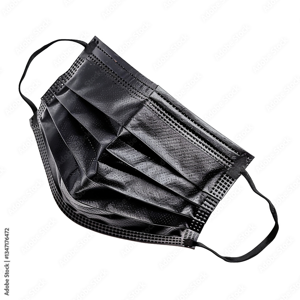 Naklejka premium Highquality Black Disposable Face Mask with Ear Loops, Protective Gear for Health and Safety