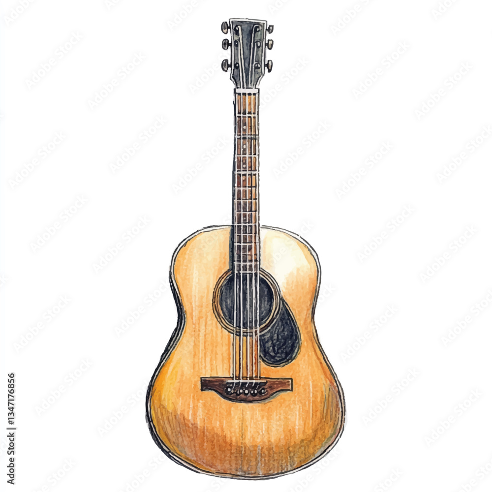 Obraz premium watercolor copic marker concept sketch of Guitar