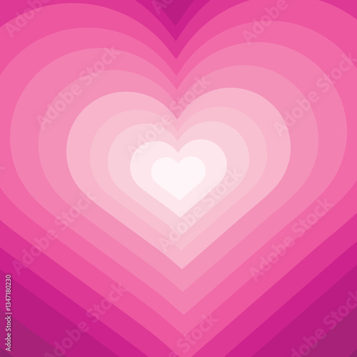 Pink hearts ripple inside each other going from light to dark (in side out) design background. Square design