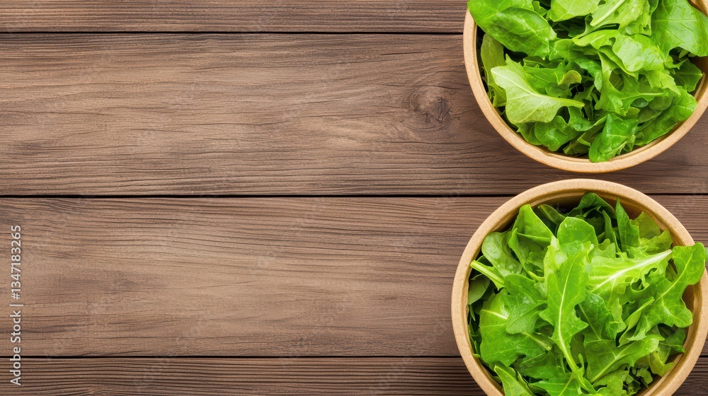 Freshly Prepared Healthy Salad in Bowls on Wooden Table for Nutritional Eating Concept