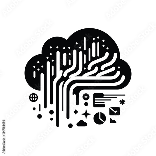 data flow vector silhouette clip art design