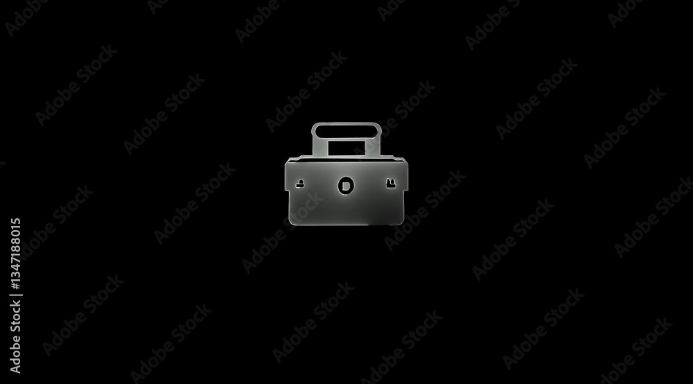 Glowing neon Toolbox Icon with black background Glowing neon Toolbox Icon with black background