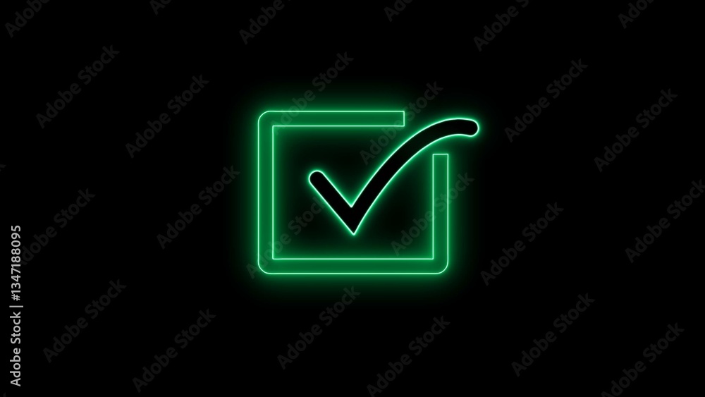 voting check mark neon bright lime green color 4k illustration. Abstract Check mark icon rectangle frame 4k illustration. Right mark icon black background. voting check mark neon bright lime green color 4k illustration. Abstract Check mark icon rectangle frame 4k illustration. Right mark icon black background.