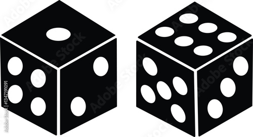 Dice six side face icon set. Playing cubes rolling dice vector isolated on transparent background. Six-sided dice, die for casino gambling art icon for apps and websites. Vector illustration.