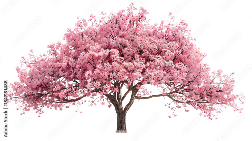 Obraz premium Magnificent pink cherry blossom landscape isolated on a transparent background, detailed photo, png 