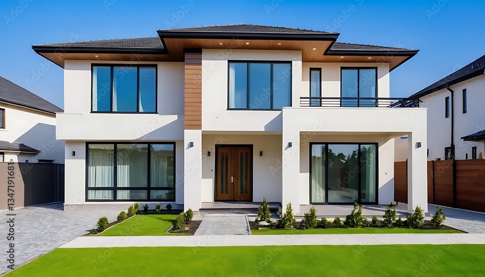 Fototapeta premium Luxury Real Estate Home Exterior with Elegant Close Up Detailing