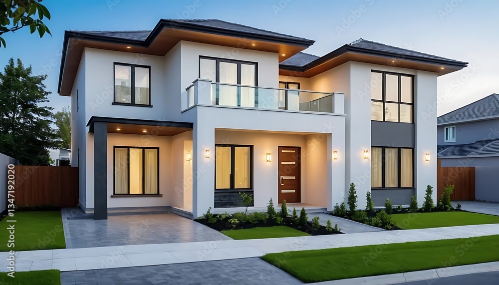 Fototapeta premium Luxury Real Estate Home Exterior with Elegant Close Up Detailing