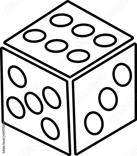 Dice icon. Playing cube rolling dice vector isolated on transparent background. Dice, die for casino gambling line art icon for apps and websites. Vector illustration.
