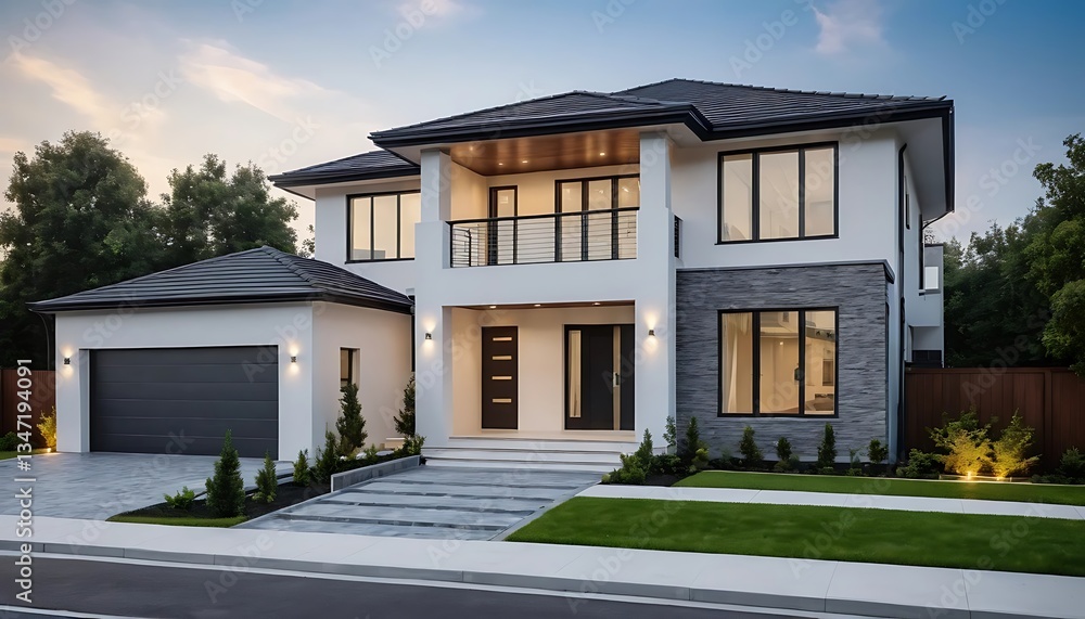 Obraz premium Sleek and Elegant House Exterior Photography with Fine Details