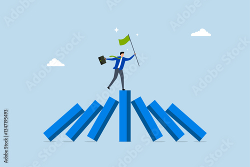 Winner take all, successful entrepreneur on firm robust chart domino failure. 