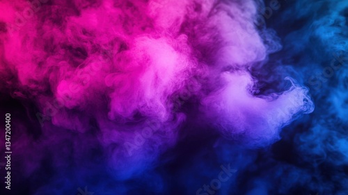 Neon Rave Gradient: Ultra-Bright Purple, Pink, and Blue Smoke Cloud in Abstract Background