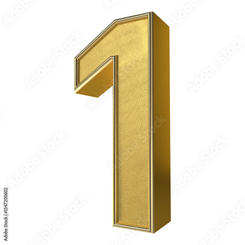 Blink blink of 3d golden number one text effect