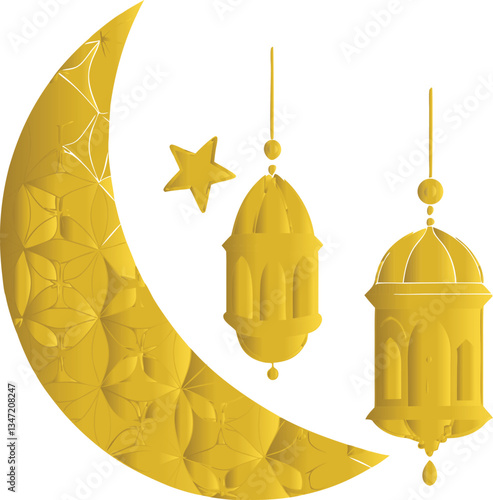 vector illustration of a golden crown mosque,