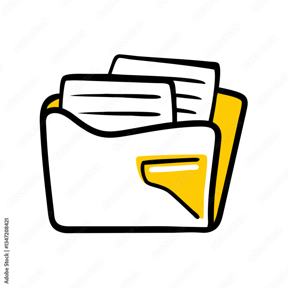 yellow and white folder with documents icon yellow and white folder with documents icon